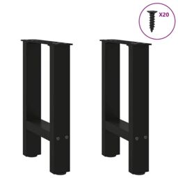 Berkfield Home Coffee Table Legs Black 2 pcs 38x(42-43) cm Steel - thumbnail 3