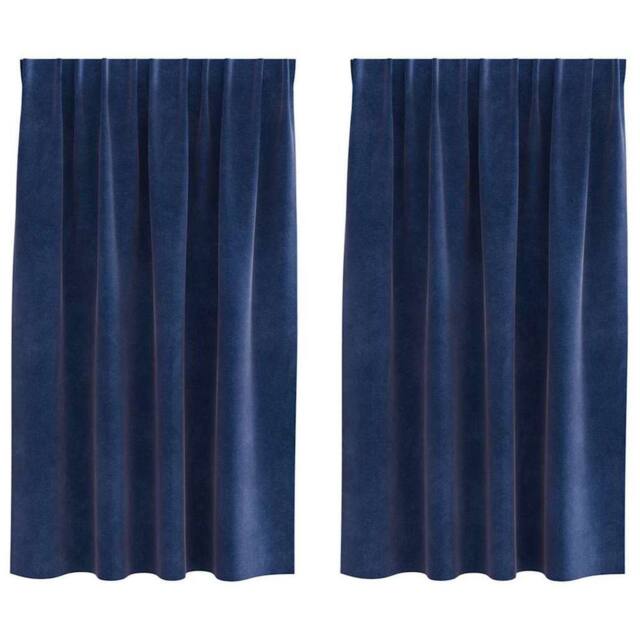 Berkfield Home Blackout Curtains with Top Tape 2 pcs Dark Blue Velvet - image 1