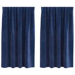 Berkfield Home Blackout Curtains with Top Tape 2 pcs Dark Blue Velvet