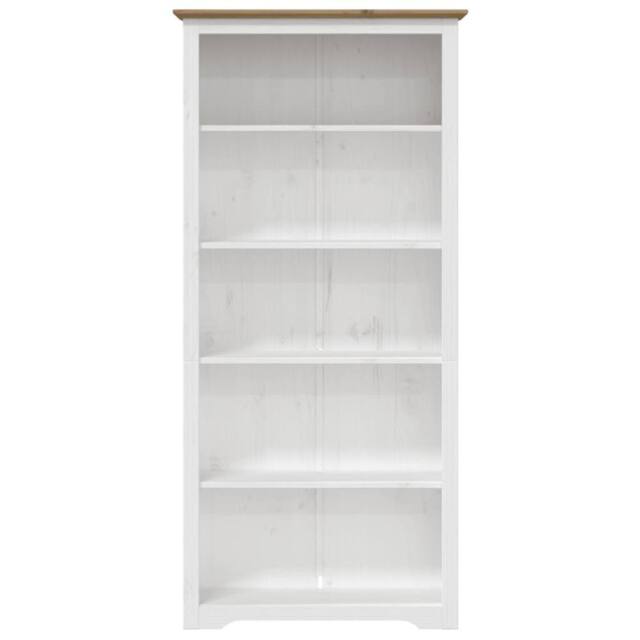 Berkfield Home Beautiful Bookcase BODO Brown 80x38x180 cm Solid Wood Pine 5-Tier in White - Size: 80 x 38 x 180 cm - image 1