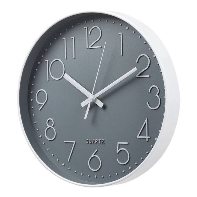 Kelvenix 30cm Black Wall Clock grey white - Size: 0.6m2 - image 1
