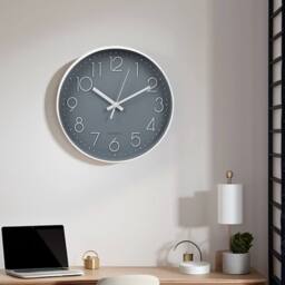 Kelvenix 30cm Black Wall Clock grey white - Size: 0.6m2 - thumbnail 4