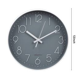 Kelvenix 30cm Black Wall Clock grey white - Size: 0.6m2 - thumbnail 2
