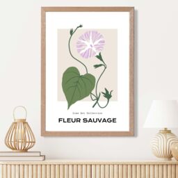 ARTZE Purple Glory Plant Flower Market Minimalist Framed Print SIZE: A4 with Oak Frame - Size: A2 - thumbnail 2