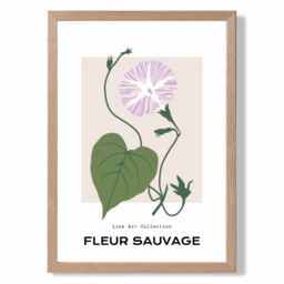 ARTZE Purple Glory Plant Flower Market Minimalist Framed Print SIZE: A4 with Oak Frame - Size: A2 - thumbnail 1