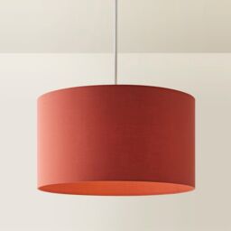 ValueLights Reni Rust Red Fabric Easy Fit Drum Ceiling Lamp Shade with LED Bulb in Burnt Orange - Size: Large - thumbnail 3