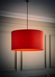 ValueLights Reni Rust Red Fabric Easy Fit Drum Ceiling Lamp Shade with LED Bulb in Burnt Orange - Size: Large