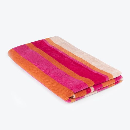 Allure Bath Fashions Men's Velour Stripe Beach Towel in Pink - image 1