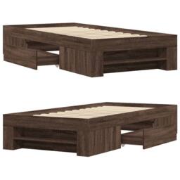 Berkfield Home Durable Bed Frame without Mattress Brown Oak 90x200 cm Engineered Wood - thumbnail 8