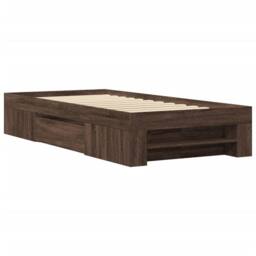 Berkfield Home Durable Bed Frame without Mattress Brown Oak 90x200 cm Engineered Wood - thumbnail 1