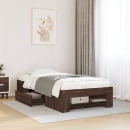 Berkfield Home Durable Bed Frame without Mattress Brown Oak 90x200 cm Engineered Wood - thumbnail 2