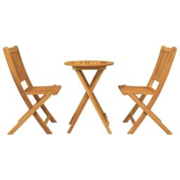 Berkfield Home 3-Piece Garden Bistro Set in Solid Acacia Wood in Brown - thumbnail 7