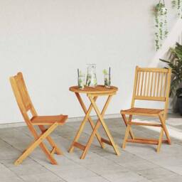 Berkfield Home 3-Piece Garden Bistro Set in Solid Acacia Wood in Brown - thumbnail 4