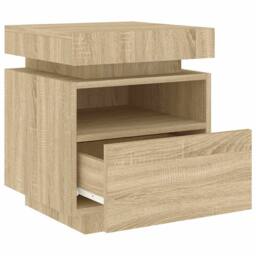 Berkfield Home Bedside Cabinets with LED Lights 2 pcs Sonoma Oak 40x39x48.5 cm in Brown - thumbnail 7