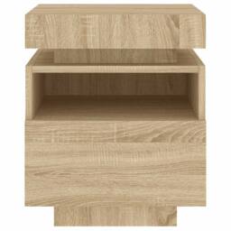 Berkfield Home Bedside Cabinets with LED Lights 2 pcs Sonoma Oak 40x39x48.5 cm in Brown - thumbnail 8