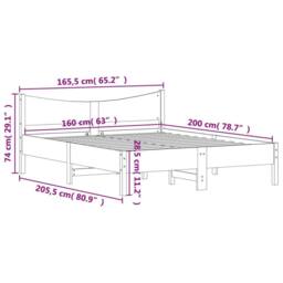 Berkfield Home Beautiful Bed Frame without Mattress White 160x200 cm Solid Wood Pine - thumbnail 9