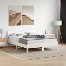 Berkfield Home Beautiful Bed Frame without Mattress White 160x200 cm Solid Wood Pine - thumbnail 2