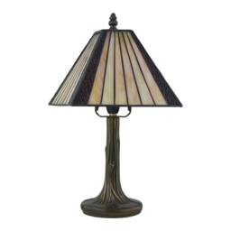 First Choice Lighting Set of 2 Stratford - Tiffany Coloured Glass 39cm Table Lamps in Bronze - thumbnail 2