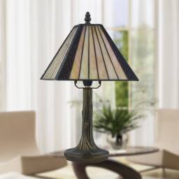 First Choice Lighting Set of 2 Stratford - Tiffany Coloured Glass 39cm Table Lamps in Bronze - thumbnail 7