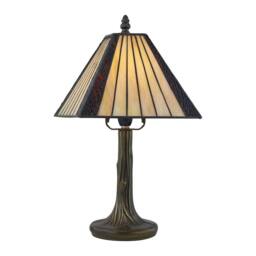 First Choice Lighting Set of 2 Stratford - Tiffany Coloured Glass 39cm Table Lamps in Bronze - thumbnail 4