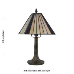 First Choice Lighting Set of 2 Stratford - Tiffany Coloured Glass 39cm Table Lamps in Bronze - thumbnail 8