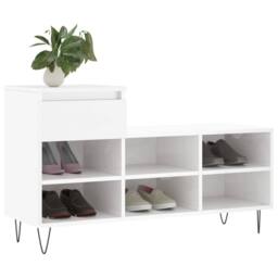 Berkfield Home Shoe Cabinet High Gloss White 102x36x60 cm Engineered Wood - Size: 102 x 36 x 60 cm - thumbnail 1