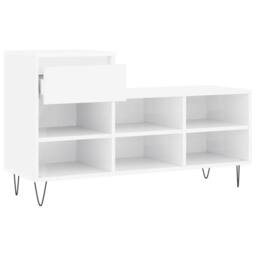 Berkfield Home Shoe Cabinet High Gloss White 102x36x60 cm Engineered Wood - Size: 102 x 36 x 60 cm - thumbnail 6