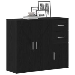 Berkfield Home Sideboard Black Oak 91x29.5x75 cm Engineered Wood - thumbnail 4