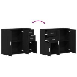 Berkfield Home Sideboard Black Oak 91x29.5x75 cm Engineered Wood - thumbnail 9