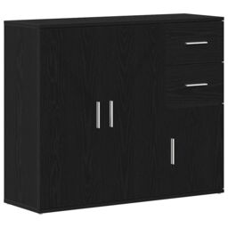 Berkfield Home Sideboard Black Oak 91x29.5x75 cm Engineered Wood