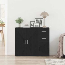 Berkfield Home Sideboard Black Oak 91x29.5x75 cm Engineered Wood - thumbnail 3