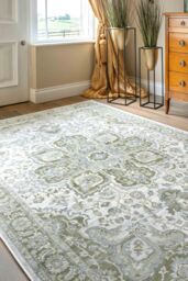 Kukoon Green Beige Traditional Floral Oriental Style Fireside Living Room Rug - Size: 160 cm x 230 cm - thumbnail 2
