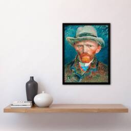 Artery8 Vincent van Gogh Framed Wall Art Print Self Portrait With Hat in Blue - Size: A4 - thumbnail 2