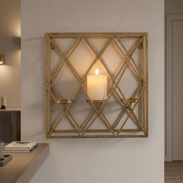 Garden Greatness Maison Mounted Square Criss-Cross Candle Holder - image 1