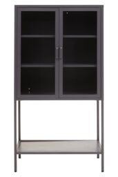 Orsina Industrial Two Door White Metal Cabinet, Stylish Storage Cabinet For Bedroom, Contemporary Sideboard Cabinet in Grey