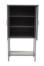 Orsina Industrial Two Door White Metal Cabinet, Stylish Storage Cabinet For Bedroom, Contemporary Sideboard Cabinet in Grey - thumbnail 2