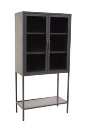 Orsina Industrial Two Door White Metal Cabinet, Stylish Storage Cabinet For Bedroom, Contemporary Sideboard Cabinet in Grey - thumbnail 3