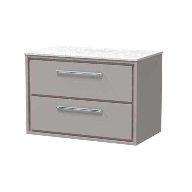 Balterley 800mm Wall Hung 2-Drawer Vanity with Marble Worktop - Pebble Grey