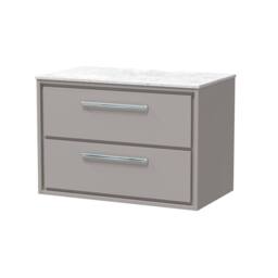 Balterley 800mm Wall Hung 2-Drawer Vanity with Marble Worktop - Pebble Grey