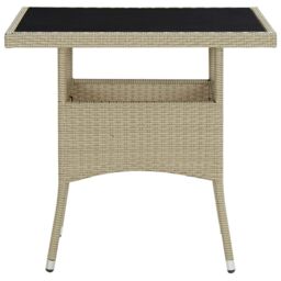 Berkfield Home Outdoor Dining Table Beige Poly Rattan & Glass - thumbnail 2