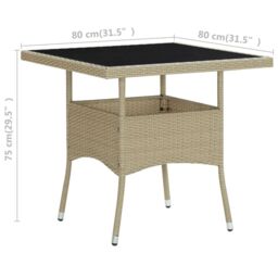 Berkfield Home Outdoor Dining Table Beige Poly Rattan & Glass - thumbnail 5