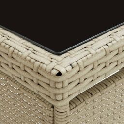 Berkfield Home Outdoor Dining Table Beige Poly Rattan & Glass - thumbnail 4