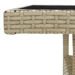 Berkfield Home Outdoor Dining Table Beige Poly Rattan & Glass - thumbnail 3