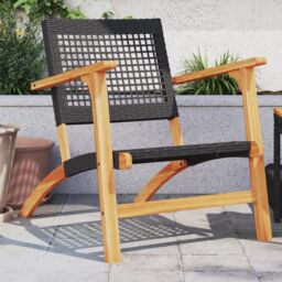 Berkfield Home Garden Chairs 2 pcs Black Poly Rattan & Acacia Wood