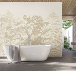 Origin Murals Etched Trees Wall Mural in Light Beige - Size: W350 cm x H280 cm - thumbnail 3