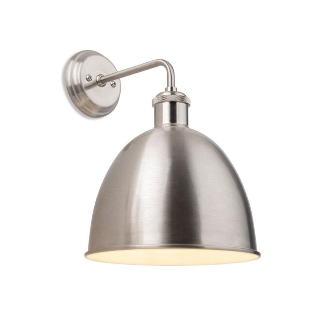 Netlighting Genoa Industrial Dome Wall Light Brushed Steel in Grey