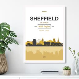 ARTZE Sheffield Yellow & Black City Skyline Framed Print SIZE: A4 with White Frame - Size: A2 - thumbnail 2