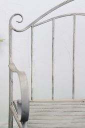 Glamhaus Metal Garden Bench Patio Furniture Seat Foldable Antique Grey - thumbnail 4