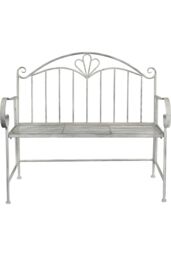 Glamhaus Metal Garden Bench Patio Furniture Seat Foldable Antique Grey - thumbnail 1