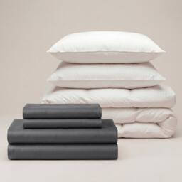 Bedable 100% Cotton Sateen Bedding Bundle 460 Thread Count - Duvet Cover Set + Fitted Sheet + Duvet + 2 Pillows - King Size Pillowcase - Size: Single - thumbnail 2